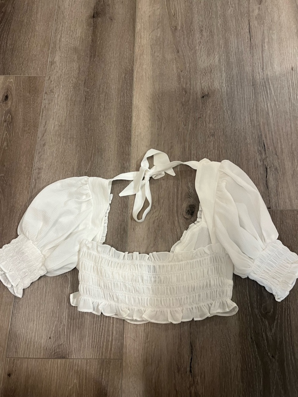 Princess Polly White Ruffle Smocked Crop Top - Picture 4 of 4